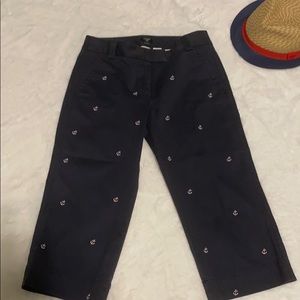 J. Crew Navy Capri Pants with white anchors
